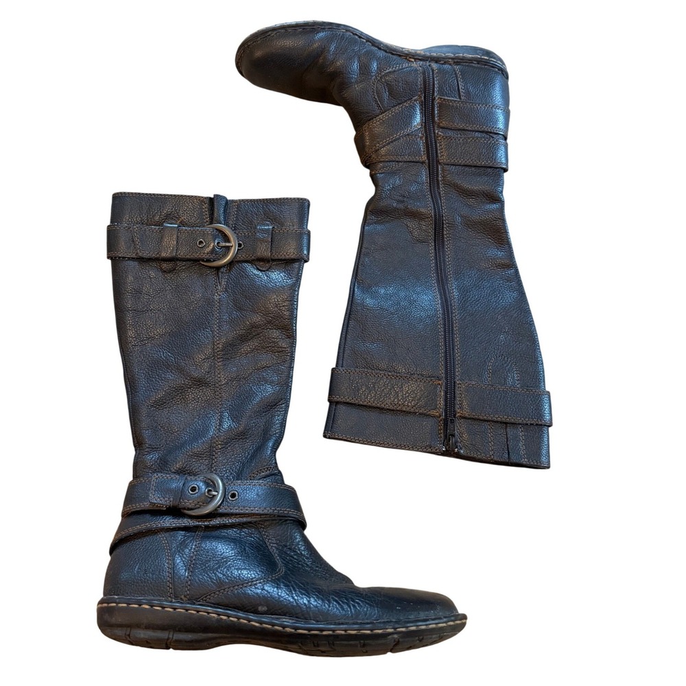 Born B.O.C. Black Pebbled Leather Riding Boots Women's 7.5